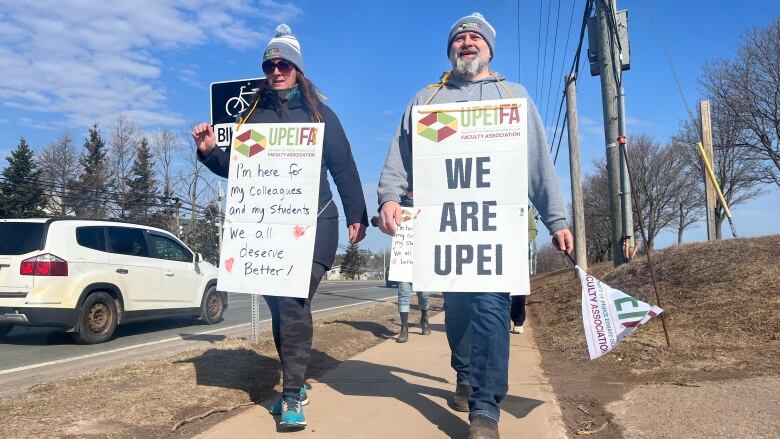 UPEI faculty walking the picket line.