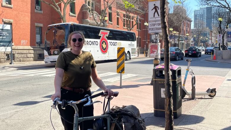 Woman with bike.