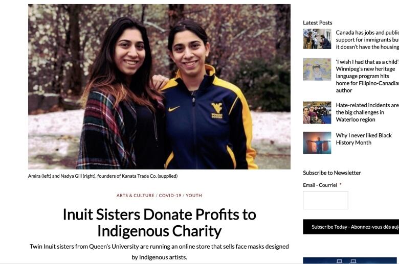 A screenshot of a news article featuring two smiling women, with the headline 