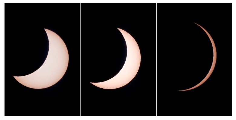 Three separate images of the eclipse 