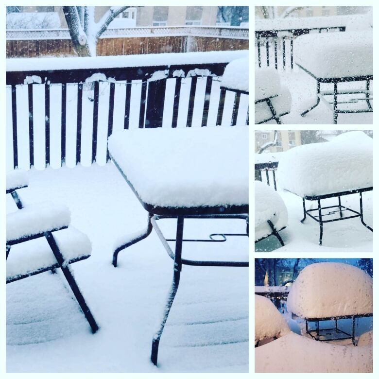 Snowy patio furniture