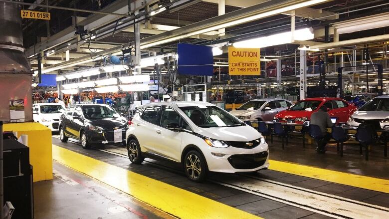 A Chevy Bolt rolls off the line at a GM facility in Michigan.