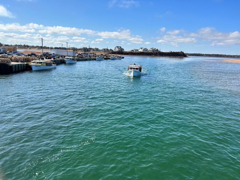 Lobster fishing boat leaves Covehead Harbour.