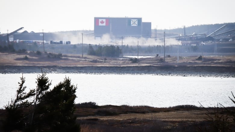 Smoke is seen billowing from the  Donkin coal mine in Cape Breton on Monday morning.