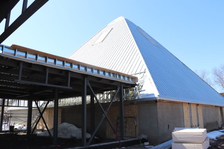 A pyramid structure seen from outside.