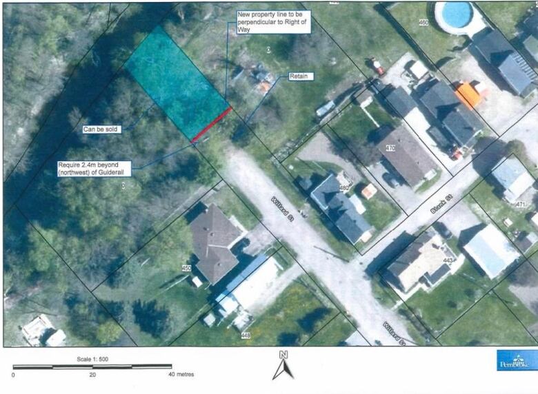 A map outlining the surplus land up for sale.