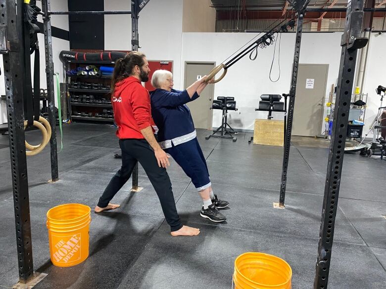  Primrose Paruboczy, 91, said her favourite exercise is using the rings to pull herself up.