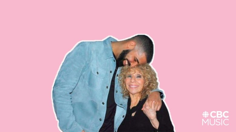 Drake hugging his mother with his arm around her as they both smile.