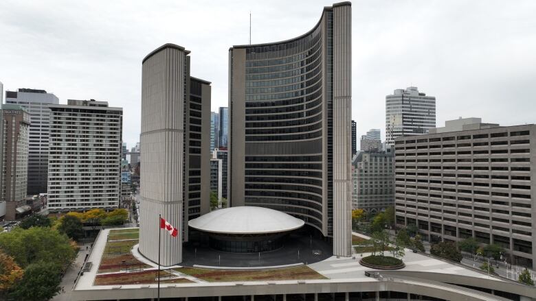 Toronto City Hall seen from the air.