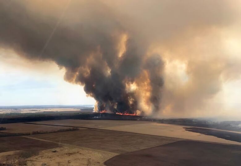 Billowing smoke from a wildfire in Alberta.