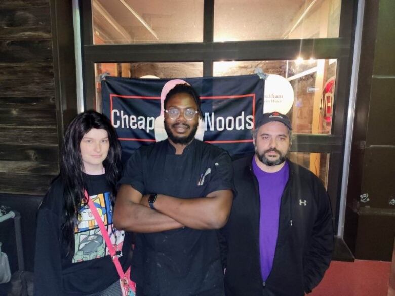 Serena Granville (left), Okamii Auld (centre) and Hunter Cristofaro are picture atCheap Noods restaurant in Windsor, Ont., which is also the Chatham Street Diner during daytime hours.