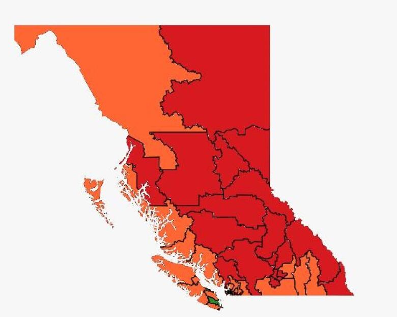 A map showing electoral results in B.C.