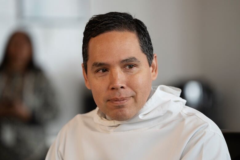 Natan Obed, president of the Inuit Tapiriit Kanatami, attends a meeting of the Inuit-Crown Partnership Committee (ICPC) in Nain, N.L. on Fri. May 12, 2023.