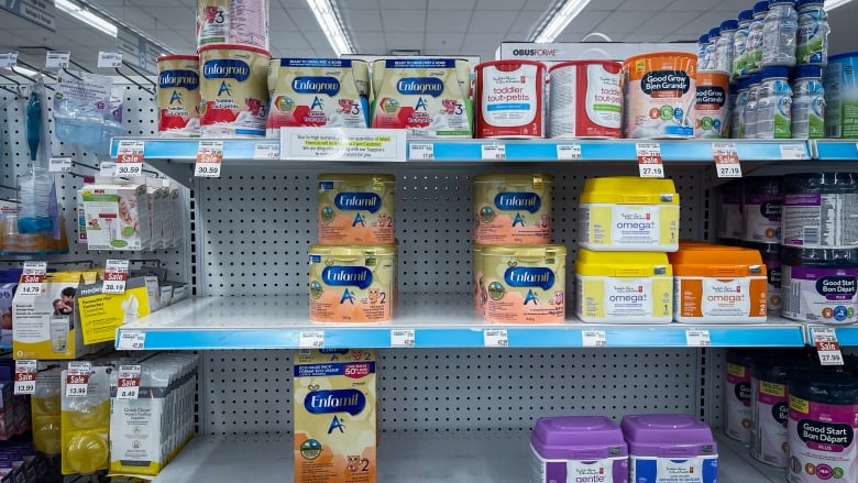 Baby formula is seen on a shelf at a Surrey, B.C., drug store.