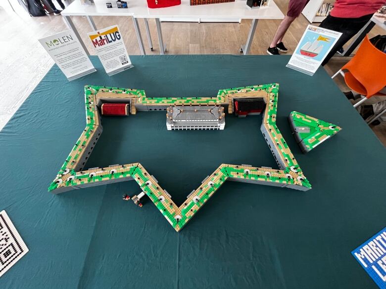 A top-down view of the Lego replica of the Citadel. 