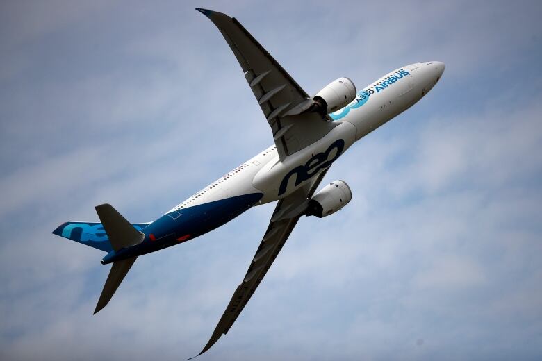 An Airbus A330 performs a demonstration flight at Paris Air Show in Le Bourget, north east of Paris, on June 18, 2019.