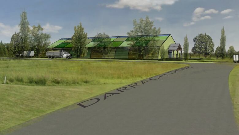 rendered photo of proposed green-energy facility in kensington, along Darrach drive 