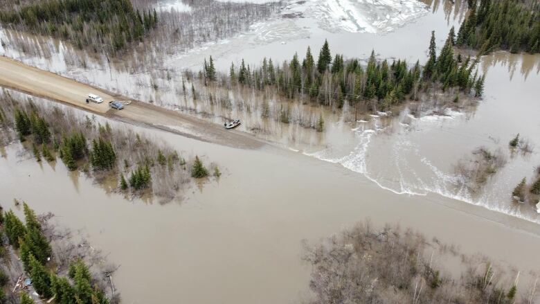 Water over a road.