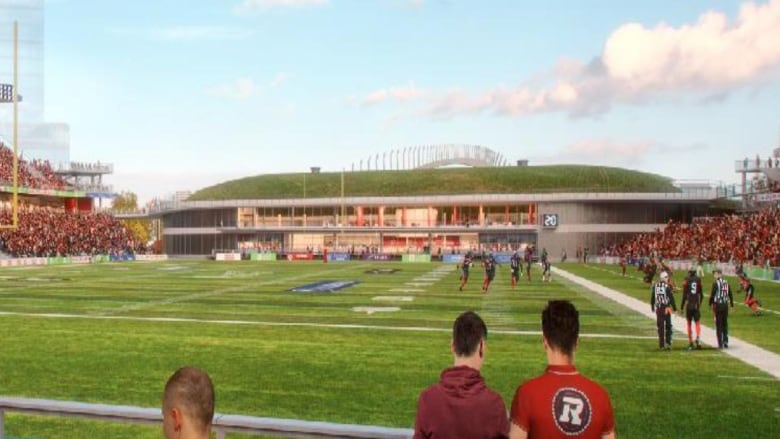 A rendering of the proposed arena in the end zone at Lansdowne's TD Place.