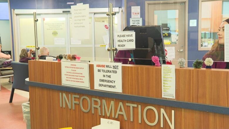 Information desk at emergency department of Queen Elizabeth Hospital in Charlottetown.