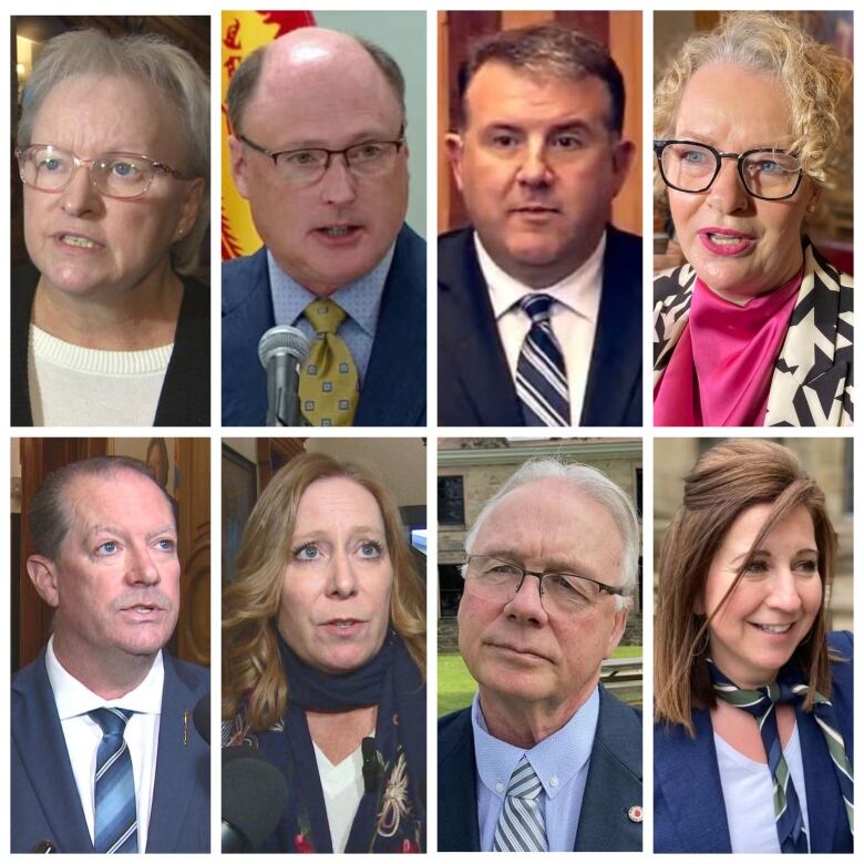 A collage of headshots of four men and four women.