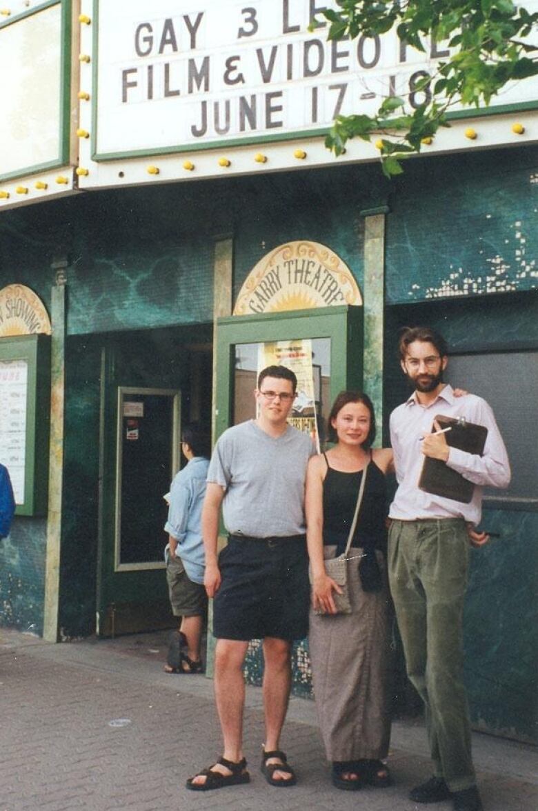 The first Fairy Tales Queer Film Festival was held in Calgary's Inglewood community in 1999. Pictured are the three festival founders, from left: Trevor Alberts, Kelly Langgard, and Kevin Allen.