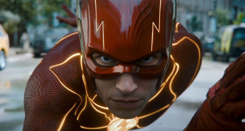 the flash super hero in a close up