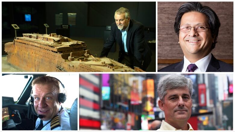 A collage of headshots of four men.