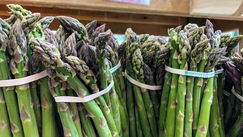 Asparagus is seen here for sale at a rural marketplace near Guelph, Ontario on May 22, 2021.