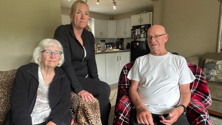 Mary Gail Beuglet is joined by her daughter Rosalind Tellier and her husband Roger Beuglet.