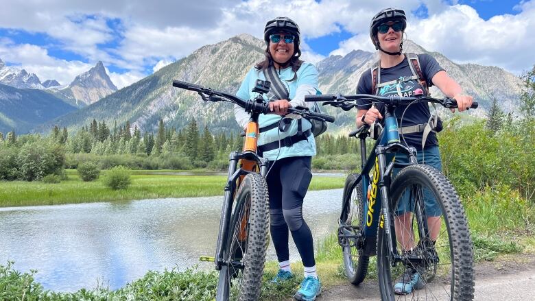 Heather Black (left), owner of Buffalo Stone Woman, and Clare McCann (right), owner of Bikescape, are pictured in Banff National Park. 