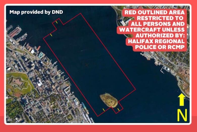 A map of the marine exclusion zone.