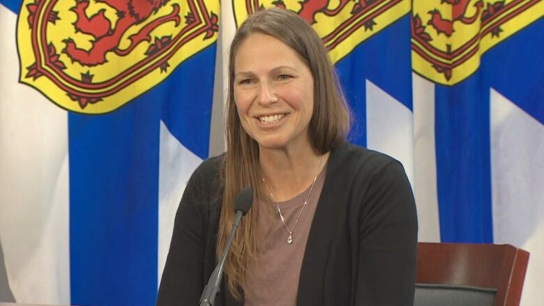 Education minister Becky Druhan speaking at a cabinet meeting on Thursday, June 29, 2023.