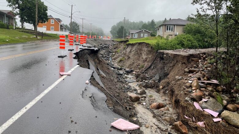 collapsed road