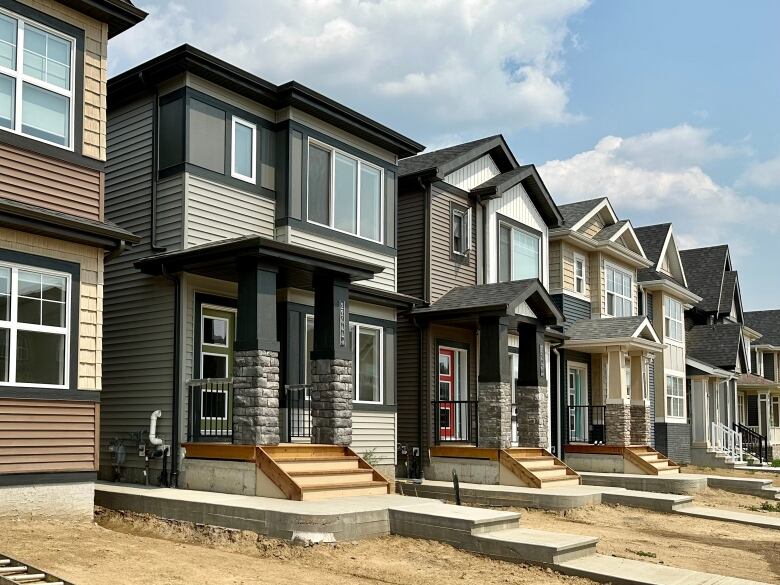 A row of two-storey single detached family homes.