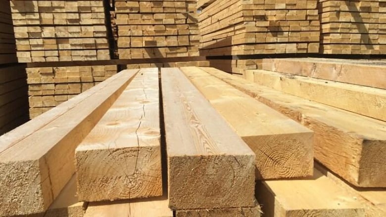 Pile of cut square lumber