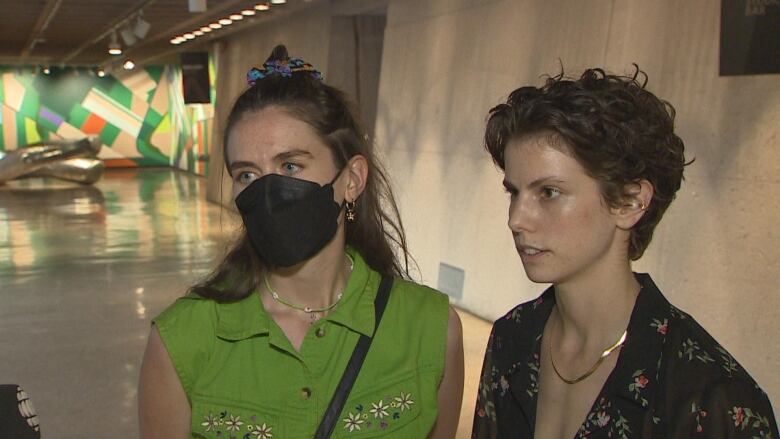 Tegan Hermanson, left, and Fiona Everly, were part of the few Charlottetown residents at the meeting advocating for added services at the emergency shelter. 