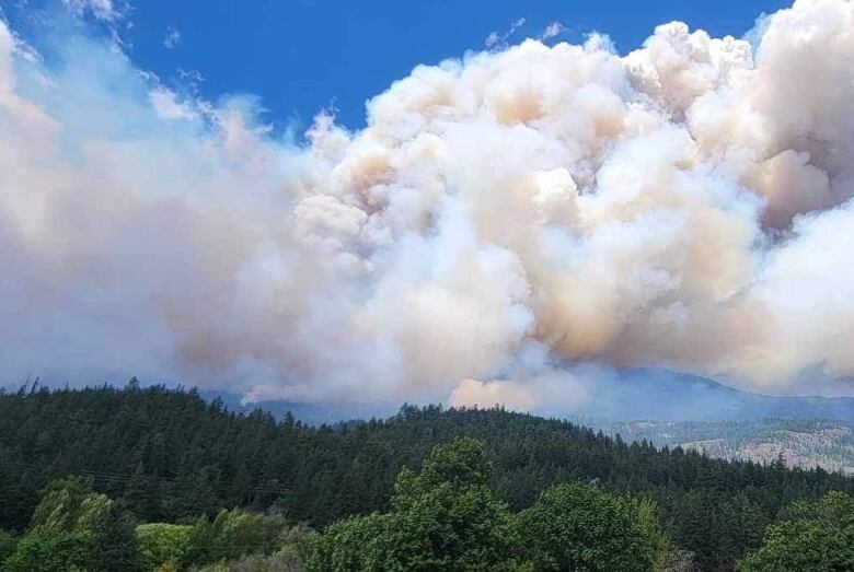 Smoke from the Casper Creek wildfire burning 33 kilometres west of Lillooet.