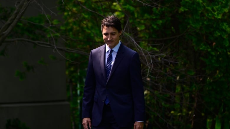 Prime Minister Justin Trudeau arrives for a cabinet swearing-in ceremony at Rideau Hall in Ottawa on Wednesday, July 26, 2023. 