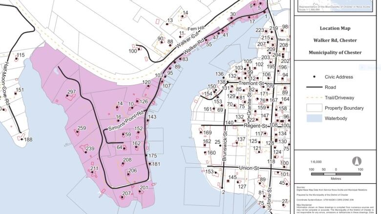 A map of Chester partially highlighted in purple.