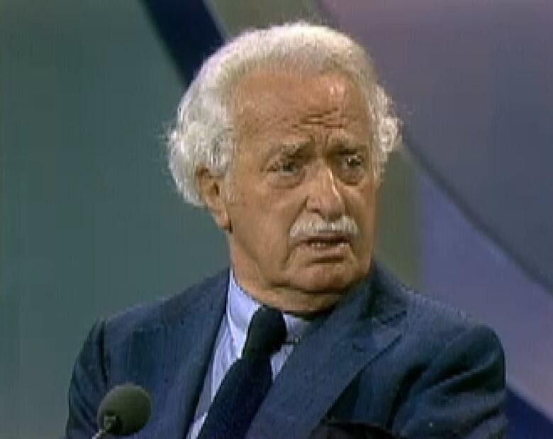 The late Canadian senator David Croll is seen during a 1979 appearance on CBC's Front Page Challenge.