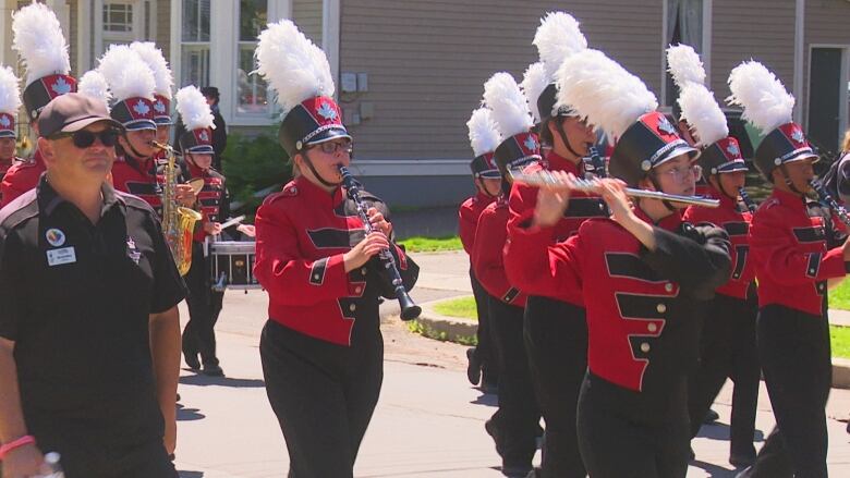 The Pride parade featured a marching band for the first time.