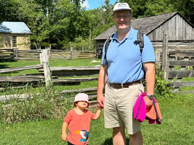 Chi Carmody and his two-year-old daughter are regulars at the Fanshawe Pioneer Village, having passes for the area. Carmody says the celebrations were a welcome surprise.