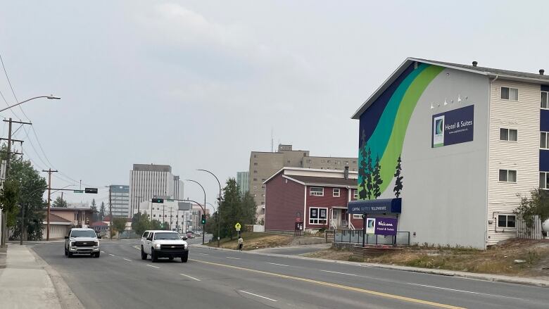 Street, buildings.