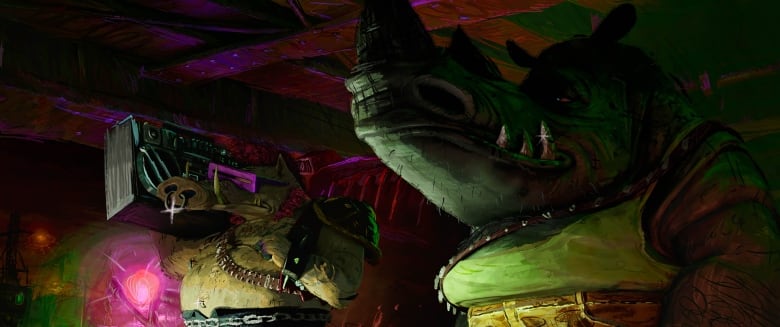 The animation produced by the Montreal animation studio and Vancouver's Cinesite captures the underground roots of the original comic.  See above are Bebop and Rockstready, the Rhino and Warthog who are part of Superfly's crew.  