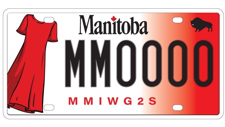 A licence plate is shown. It has a red dress pictured on the side, and says 