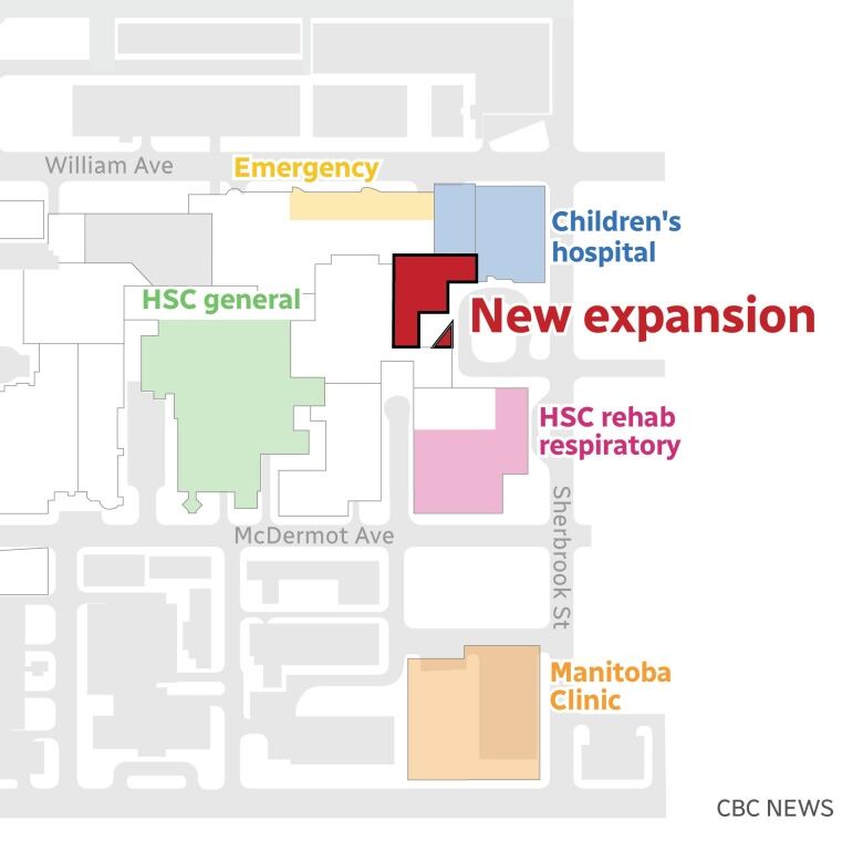 A graphic showing the new expansion to a hospital