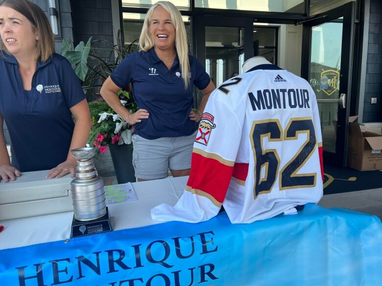 Florida Panthers defenceman Brandon Montour's jersey sits on the table at the Henrique Montour Golf Classic in Caledonia on August 4, 2023.