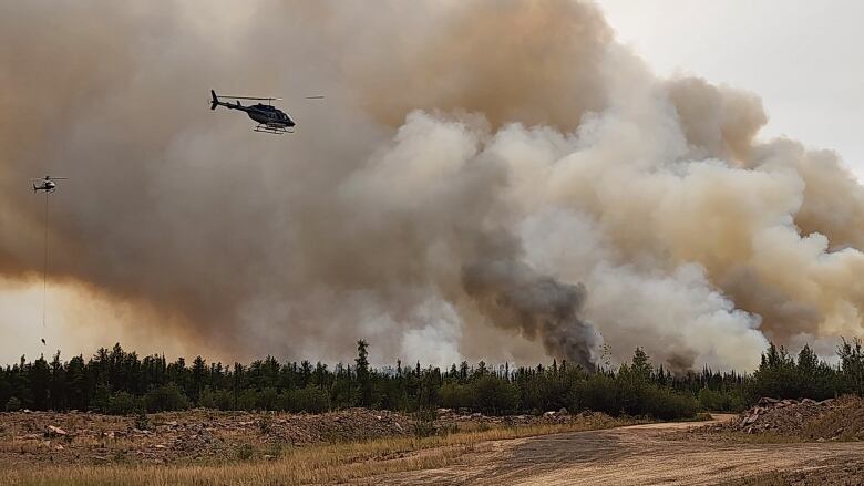 helicopters and smoke