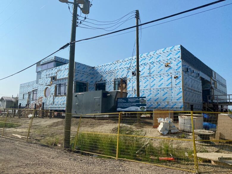 A large building under construction.